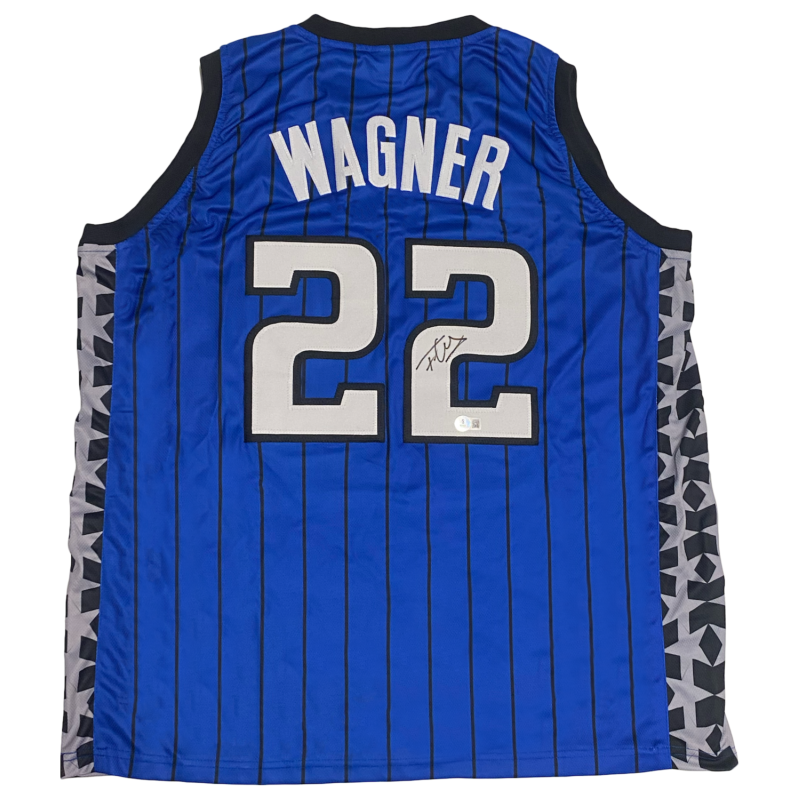 Franz Wagner Autographed Blue/Black #22 Orlando Magic Pinstripe Custom Jersey Beckett