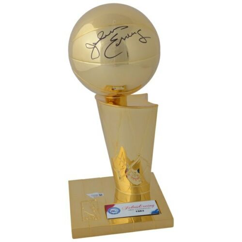 JULIUS ERVING Philadelphia 76ers Autographed 12" Replica Larry O'Brien Trophy FANATICS