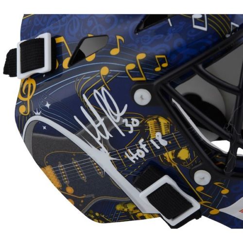 MARTIN BRODEUR Autographed "HOF 18" St. Louis Blues Mini Goalie Mask FANATICS