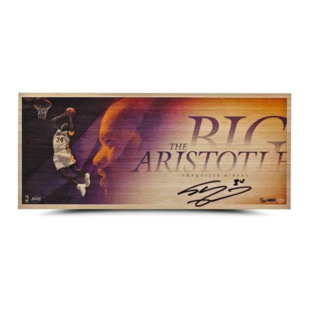 SHAQUILLE O’NEAL Signed Los Angeles Lakers Big Aristotle Bamboo Print LE of 34 UDA.