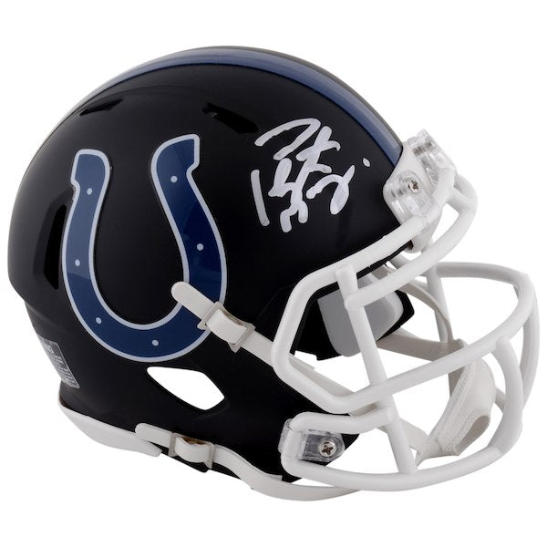 PEYTON MANNING Autographed Indianapolis Colts Autographed Riddell Black Matte Alternate Speed Mini Helmet FANATICS