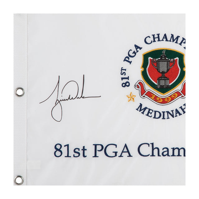 TIGER WOODS Autographed 1999 PGA Championship Pin Flag UDA