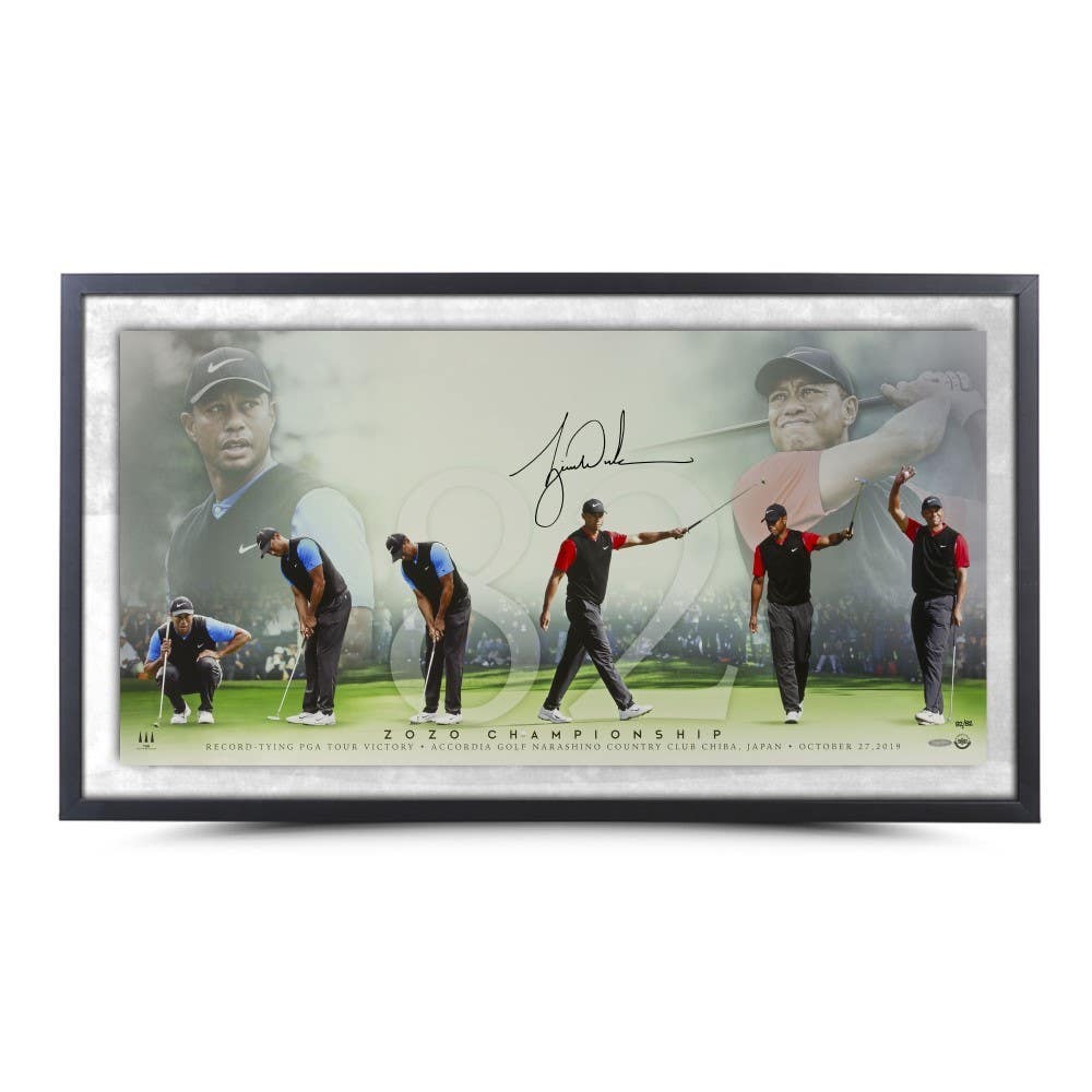 TIGER WOODS Autographed Framed “82” 36x18 Photo UDA