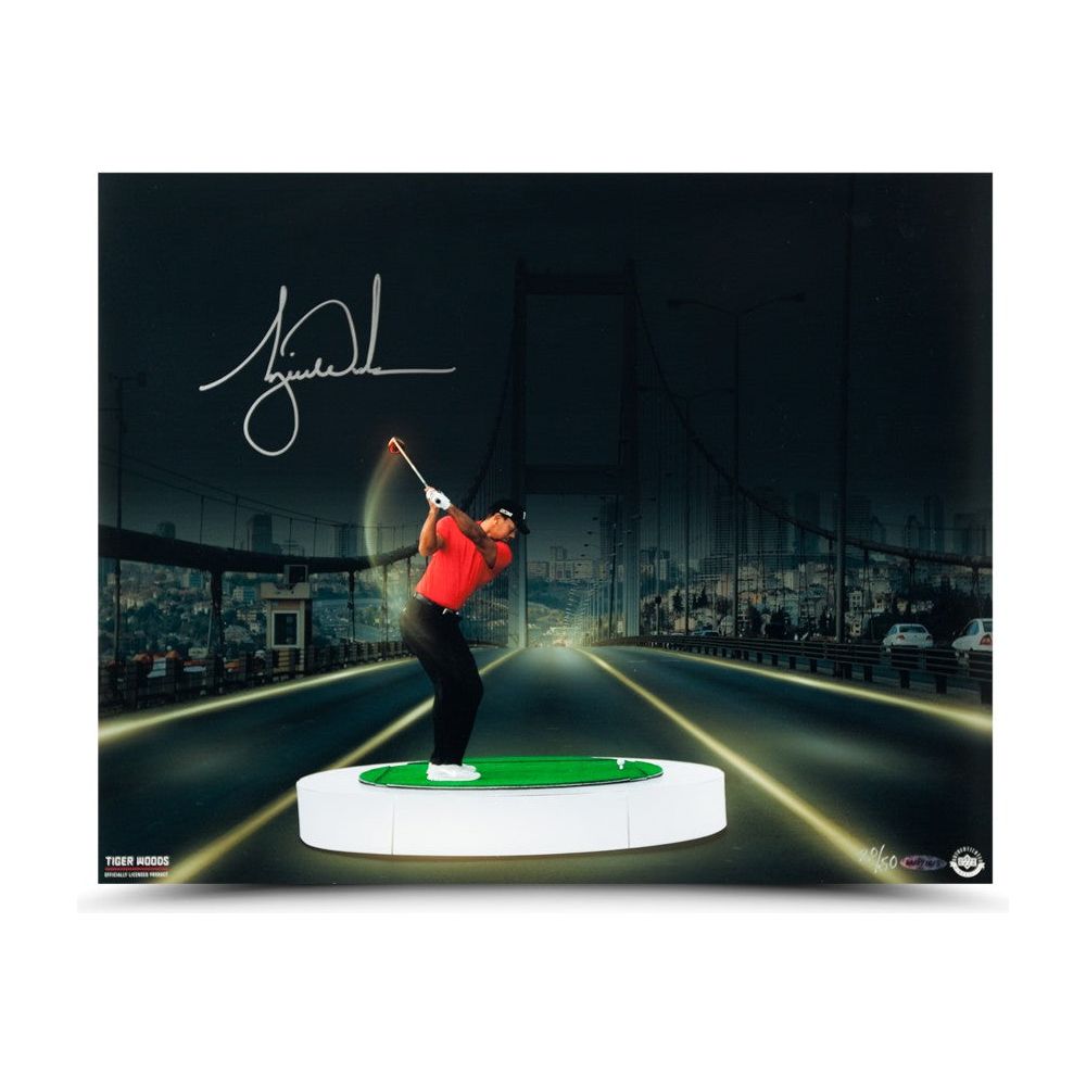 TIGER WOODS AUTOGRAPHED “THE BRIDGE AT NIGHT” 16 X 20 Photo UDA LE 50