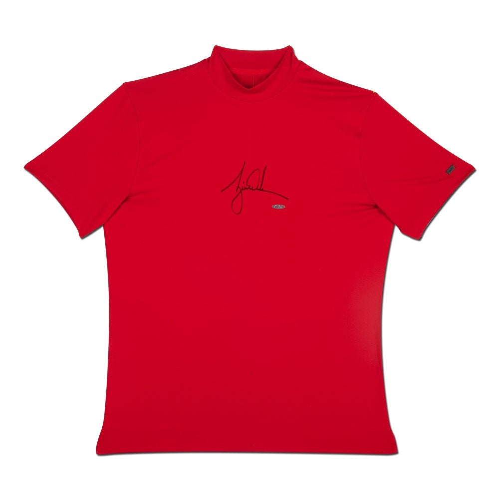TIGER WOODS Autographed Nike Polo Red Vapor Dry Mock Turtleneck UDA