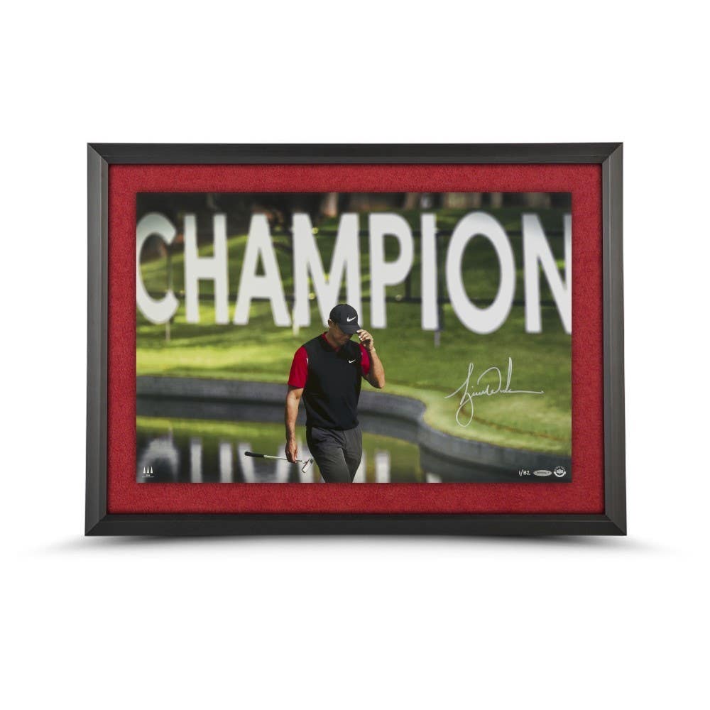 TIGER WOODS Autographed Framed “The Tie” 24x16 Framed Photo UDA