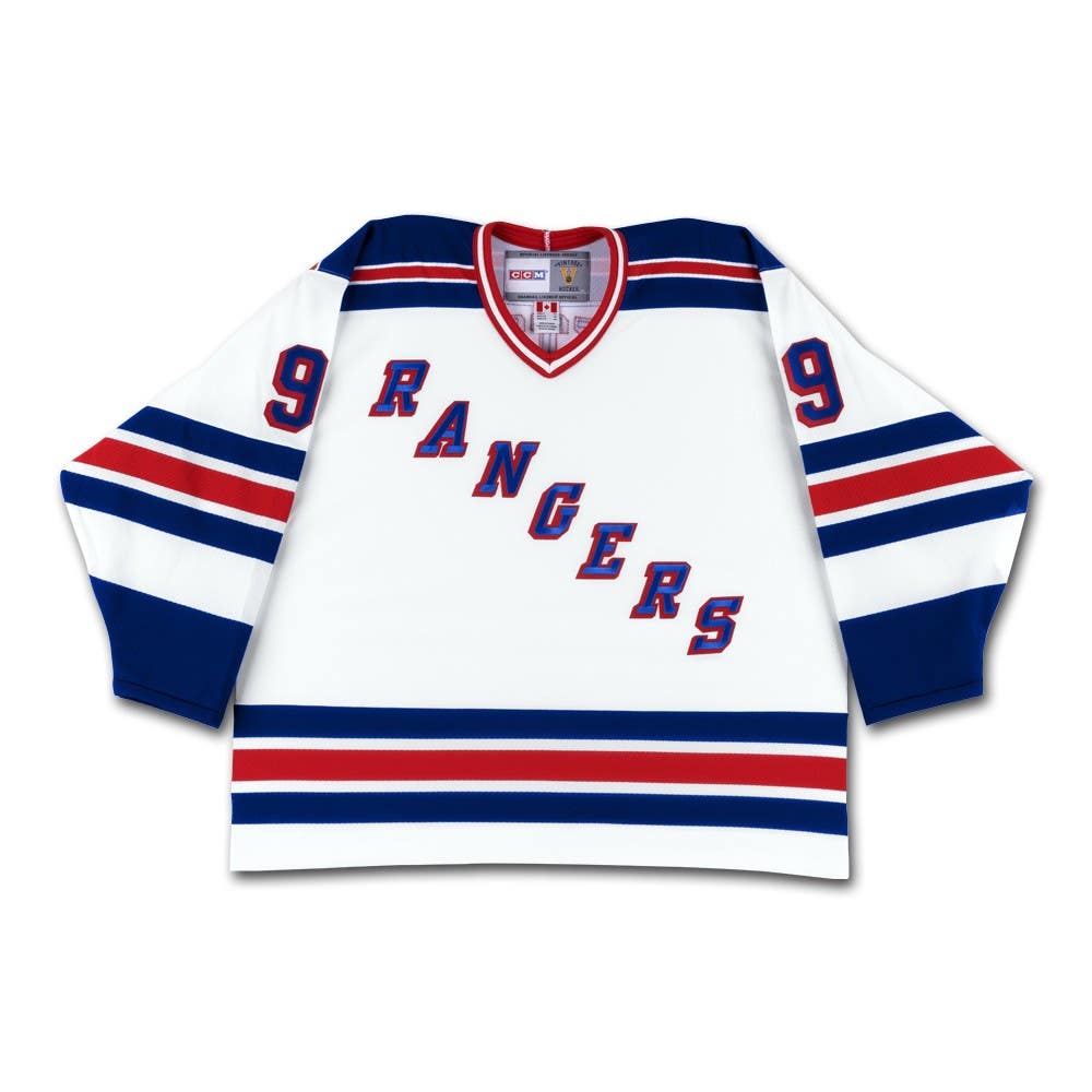 WAYNE GRETZKY Autographed Vintage Throwback White CCM New York Rangers Jersey UDA