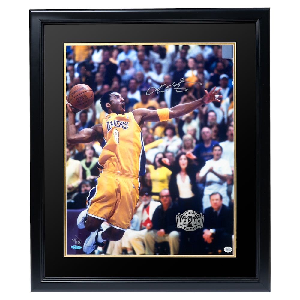 KOBE BRYANT Autographed Lakers B2B Framed 16" x 20" Photograph UDA LE 64/208