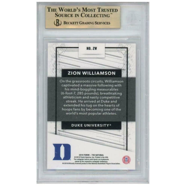 ZION WILLIAMSON 2019-20 Duke Blue Devils Panini VIP Card BECKETT 9.5