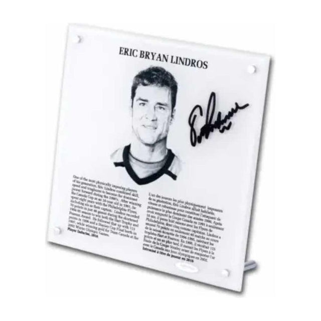 ERIC LINDROS Autographed “Hockey Hall of Fame” 9x9 Plaque UDA