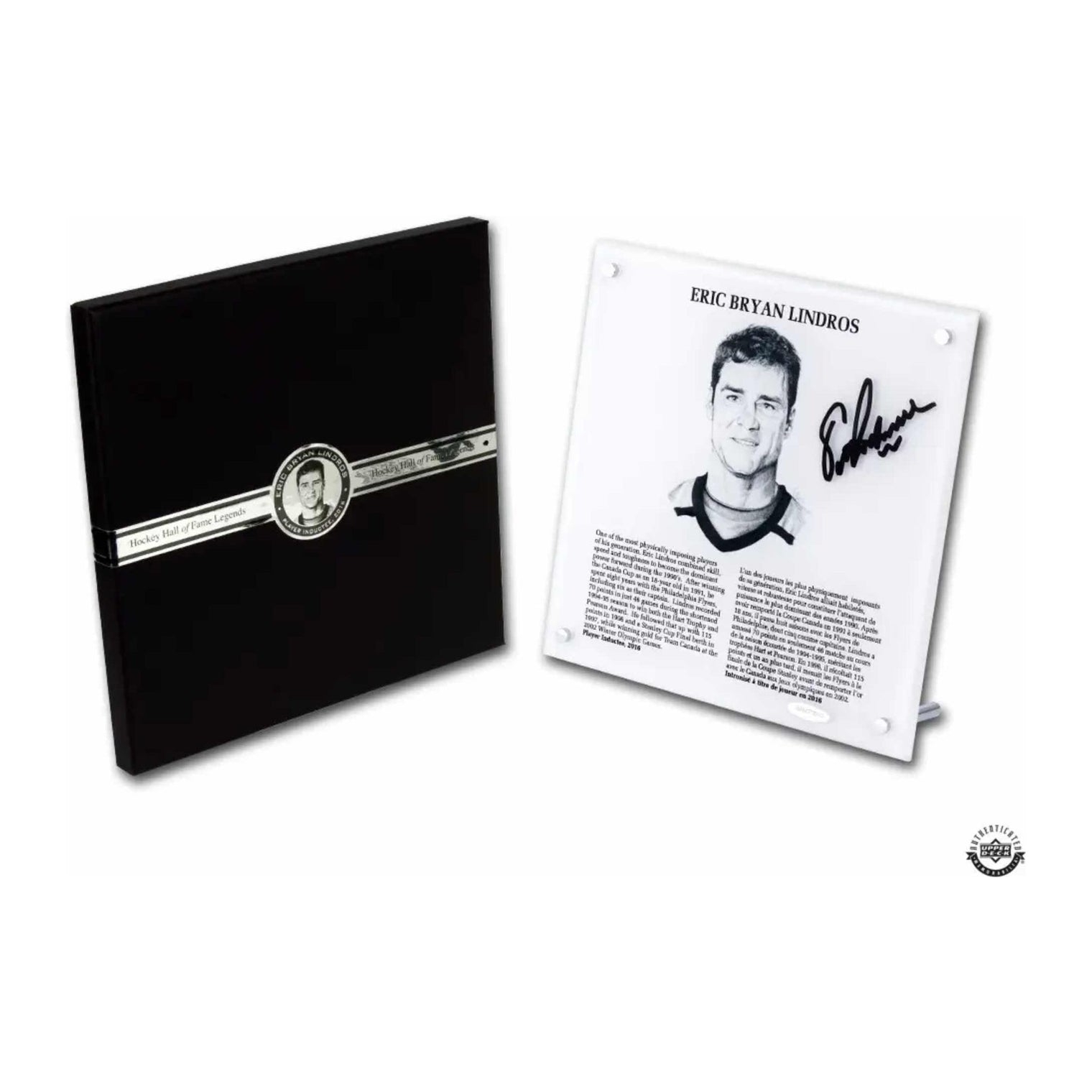 ERIC LINDROS Autographed “Hockey Hall of Fame” 9x9 Plaque UDA