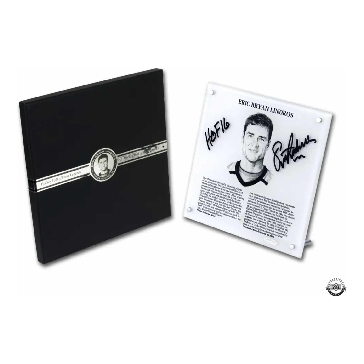 ERIC LINDROS Autographed & Inscribed “Hockey Hall of Fame” 9x9 Plaque UDA