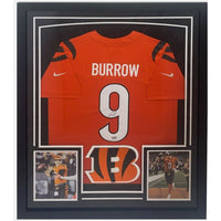 Joe Burrow Autographed Bengals 35" x 43" Framed Orange Nike Limited Jersey Fanatics