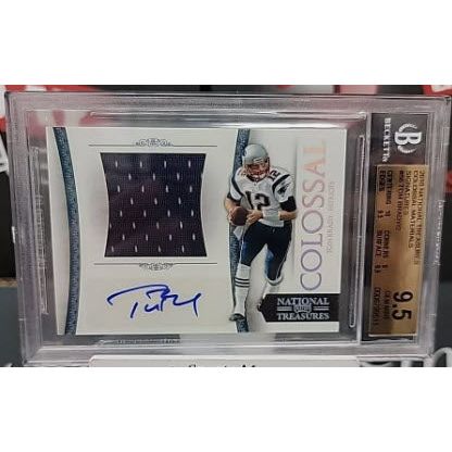2010 National Treasures Tom Brady Colossal Game Used Patch Auto #2/2 Bgs 9.5/10
