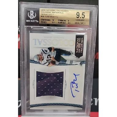 2010 National Treasures Tom Brady Colossal Game Used Patch Auto #2/2 Bgs 9.5/10