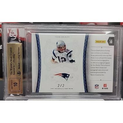 2010 National Treasures Tom Brady Colossal Game Used Patch Auto #2/2 Bgs 9.5/10