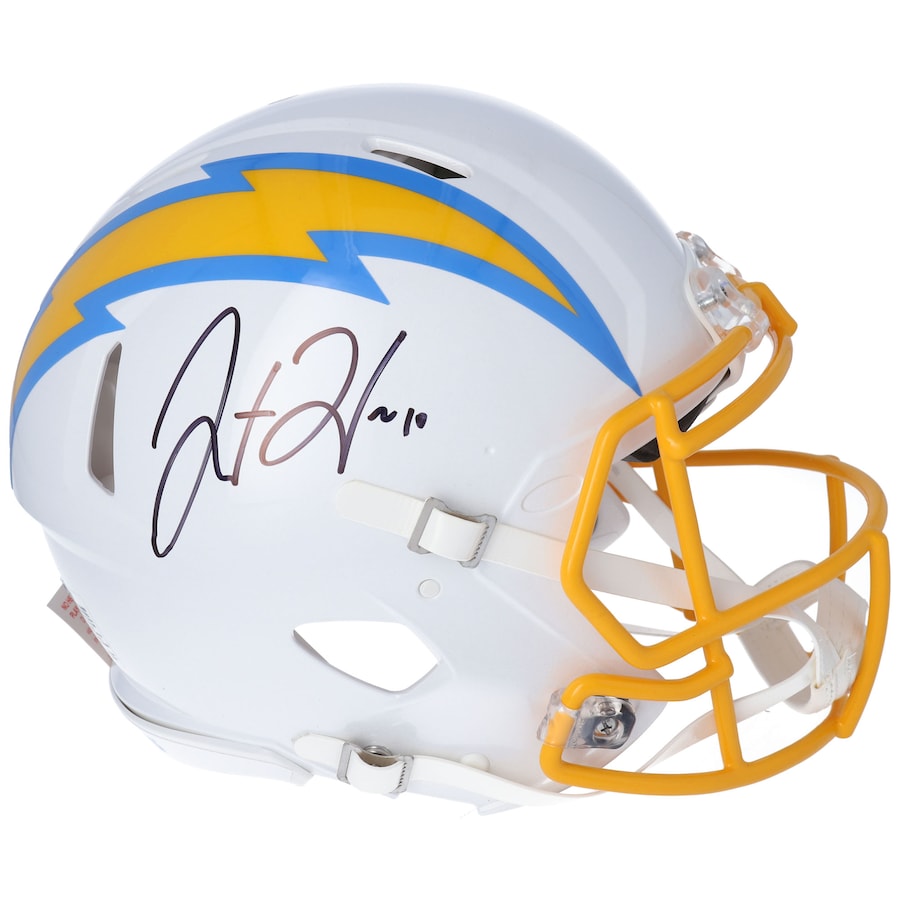 JUSTIN HERBERT Autographed Los Angeles Chargers Authentic Speed Helmet FANATICS
