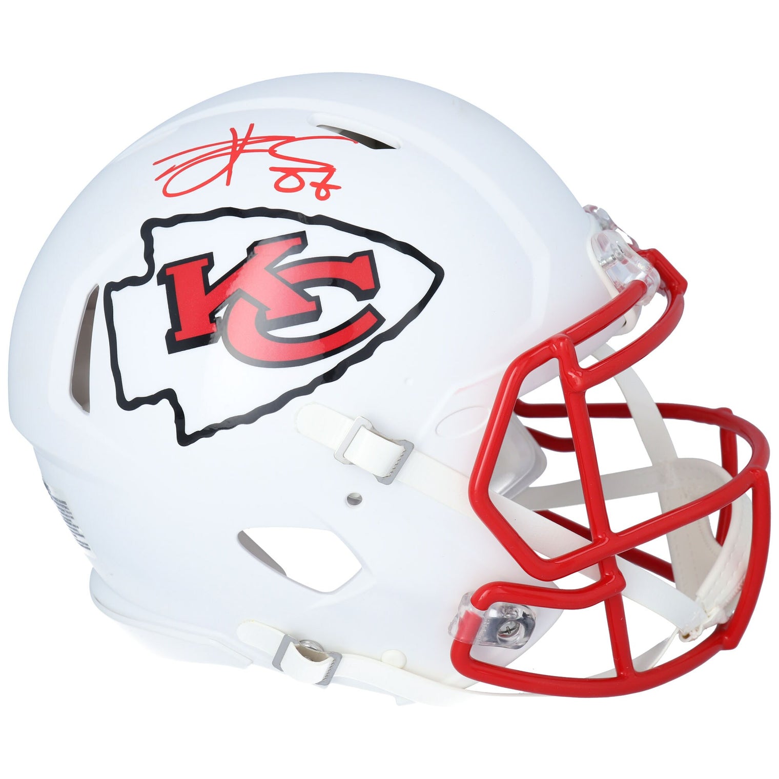 TRAVIS KELCE Autographed Kansas City Chiefs White Matte Authentic Speed Helmet FANATICS