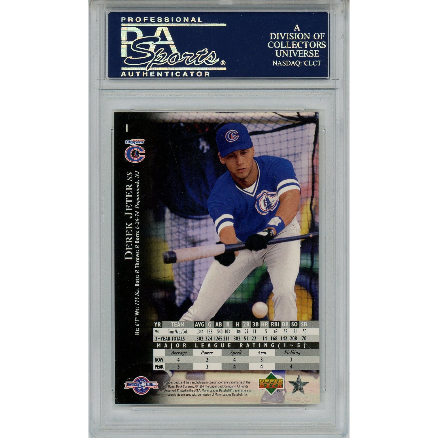 DEREK JETER Autographed New York Yankees 1995 Minor League RC #1 UD Card PSA/DNA