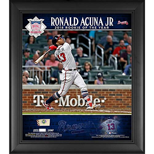 RONALD ACUNA JR. Atlanta Braves Framed 15" x 17" 2018 NL Rookie of the Year Player Collage with a Piece of Game-Used Baseball FANATICS
