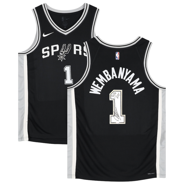 Victor Wembanyama Autographed "2024 ROY" San Antonio Spurs Black Icon Ed. Jersey Fanatics