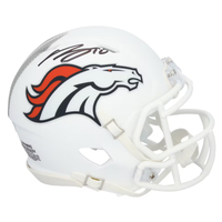Bo Nix Autographed Denver Broncos 2024 Alt. White Speed Mini Helmet Fanatics