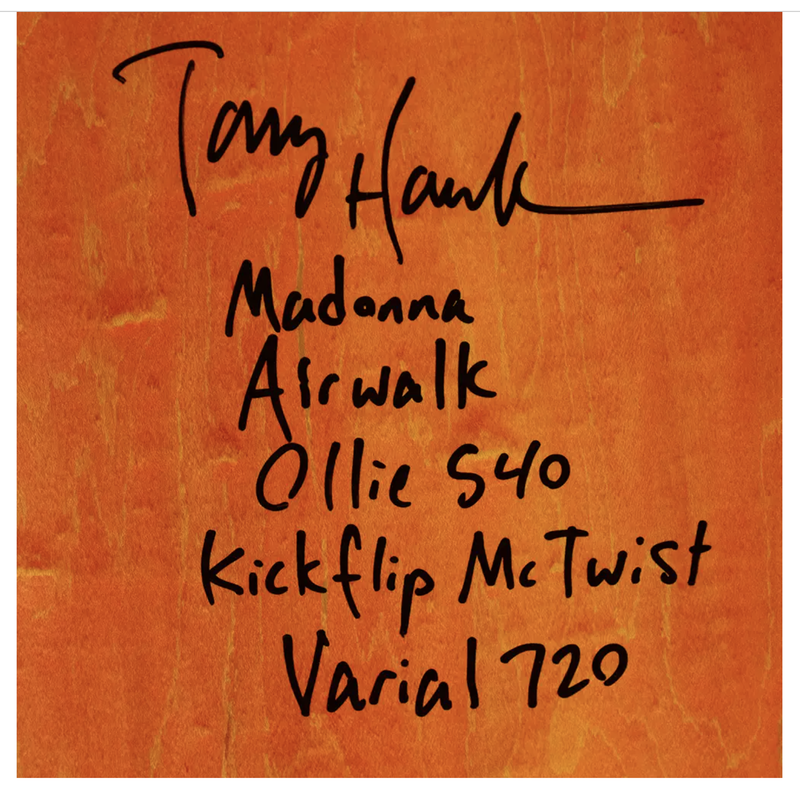 Tony Hawk Autographed/Insc Birdhouse Falcon 1 Orange Skateboard Deck UDA LE 1/1