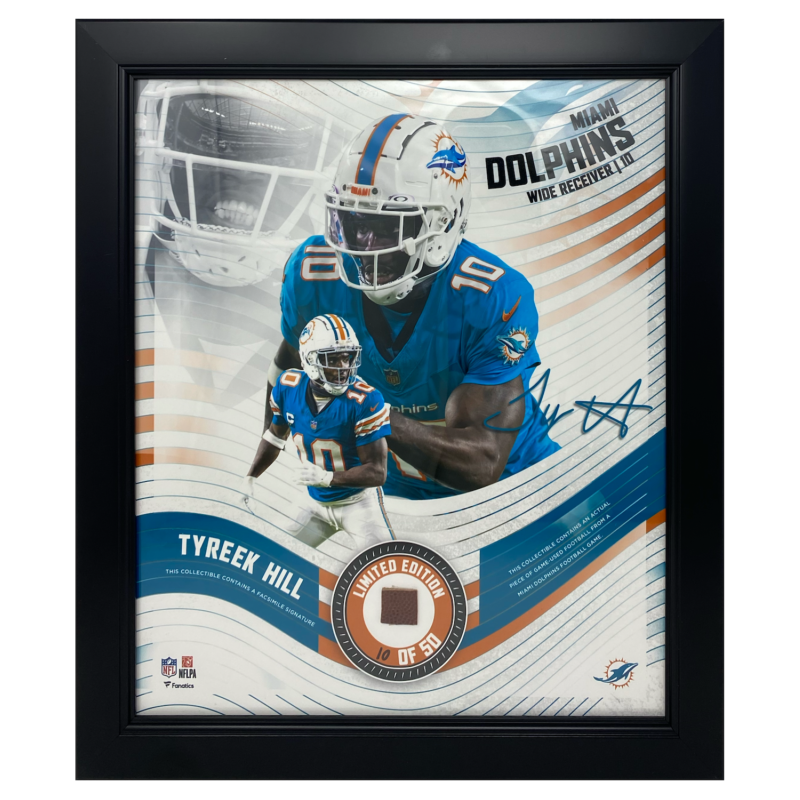 Tyreek Hill Miami Dolphins Framed 15 x 17 Game Used Football Collage LE 10/50