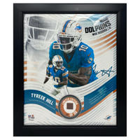 Tyreek Hill Miami Dolphins Framed 15 x 17 Game Used Football Collage LE 10/50