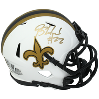 Rashid Shaheed Autographed (in Gold) New Orleans Saints 'Lunar Eclipse' Mini Helmet Beckett