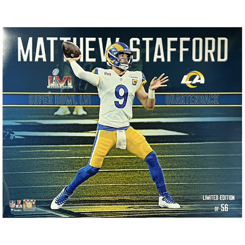 Matthew Stafford Unsigned Rams SB LVI Stylized 16" x 20" Photograph LE 56