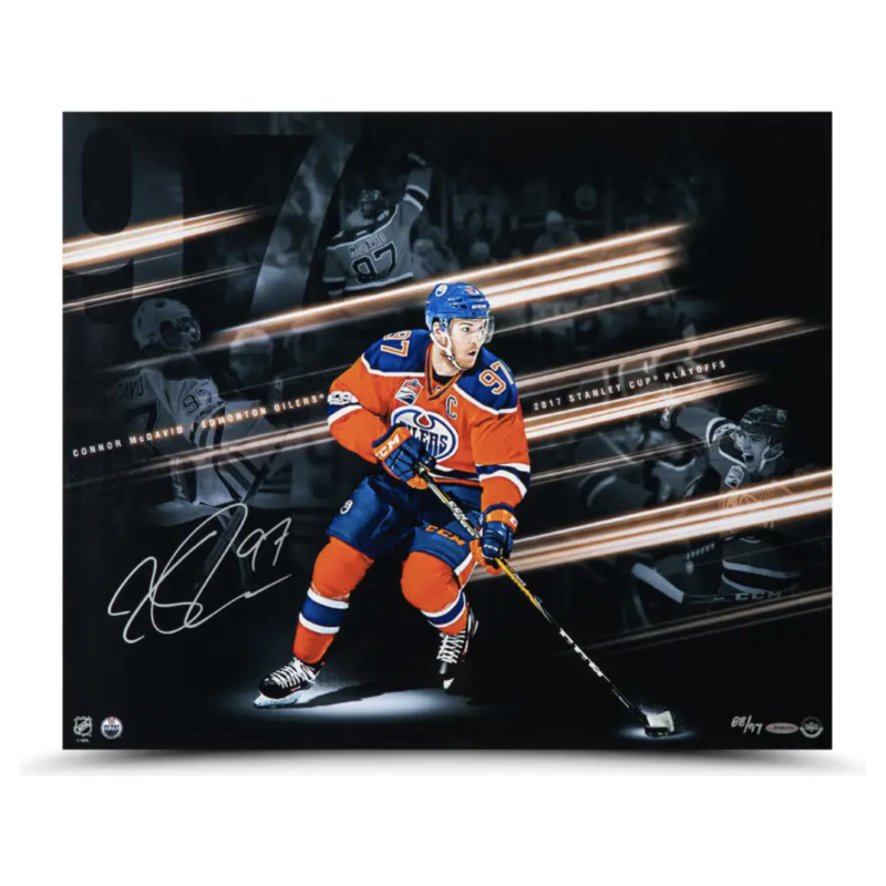 Connor McDavid Autographed Edmonton Oilers "Playoff Collage" 20" x 24" Photograph UDA LE