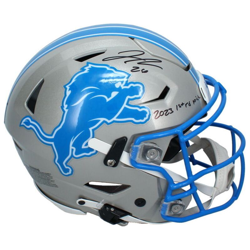 Jahmyr Gibbs Autographed "1st Rd Pick" Lions Authentic SpeedFlex Helmet Fanatics