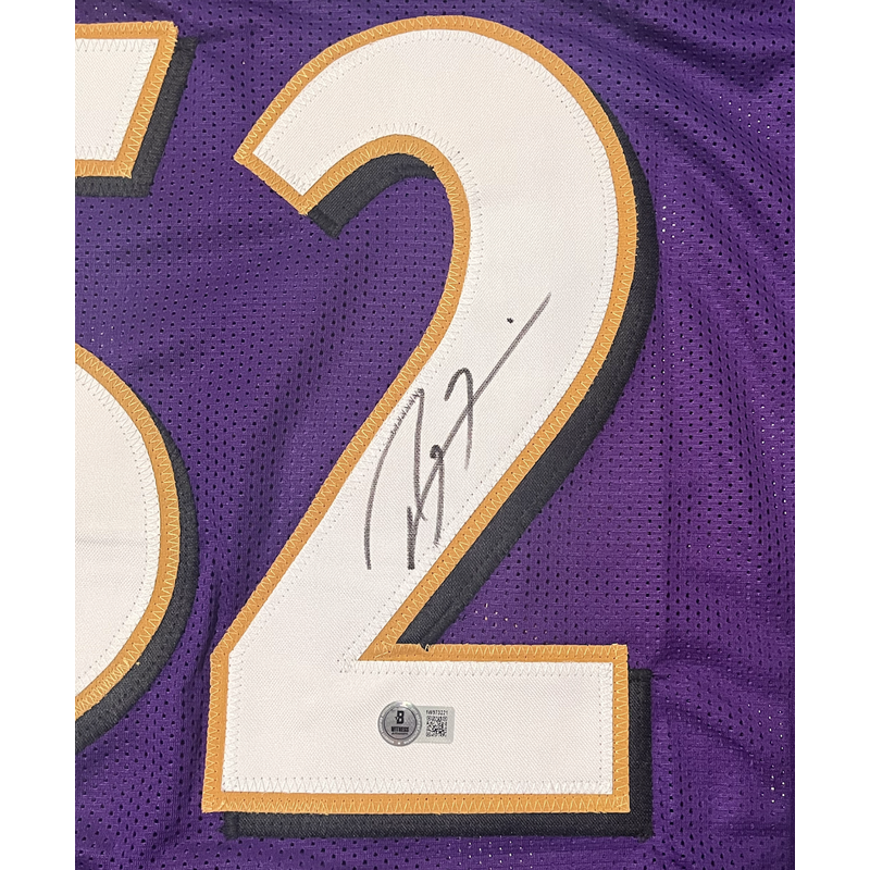 Ray Lewis of the Baltimore Ravens Autographed Custom Purple Jersey Beckett