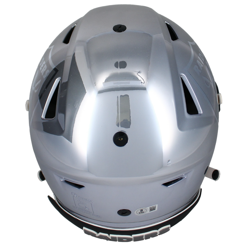 Brock Bowers Autographed Raiders Custom Chrome SpeedFlex Helmet Beckett