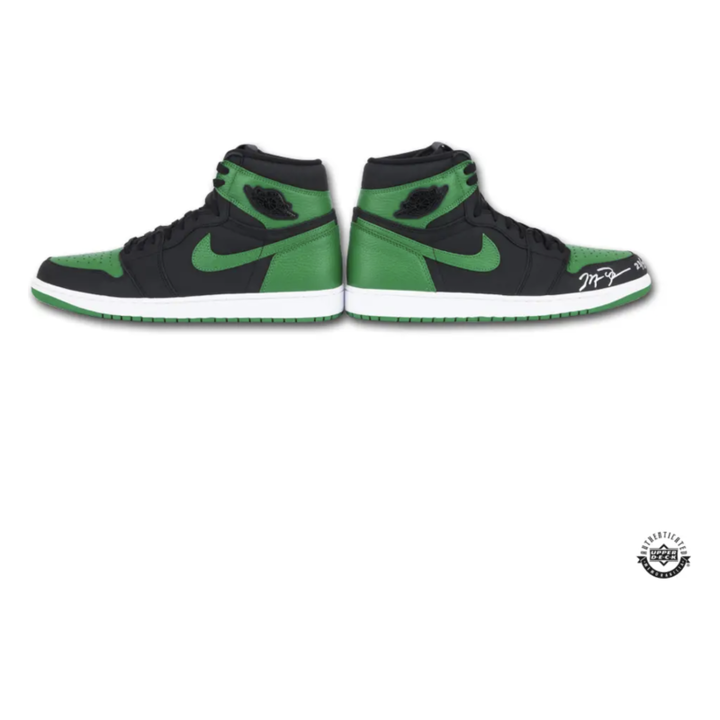Michael Jordan Autographed Nike 1 Retro High Pine Green & Black Shoes UDA LE 23
