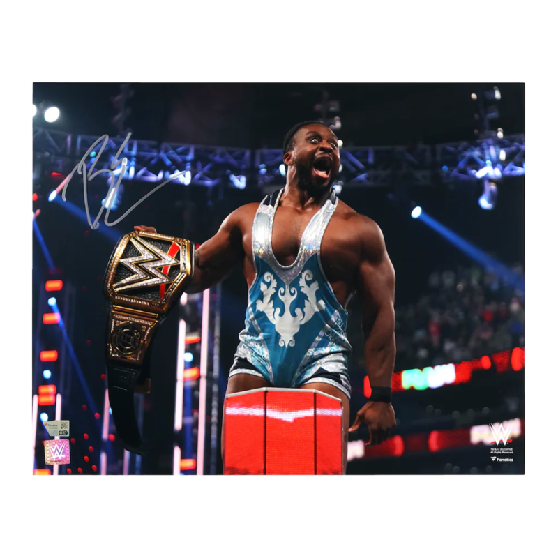 Big E Autographed WWE On-Ropes with Title 16" x 20" Photograph Fanatics