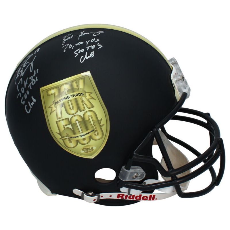 Peyton Manning & Brett Favre Signed "70K YDS 500 TD" Helmet Fanatics LE 4/150