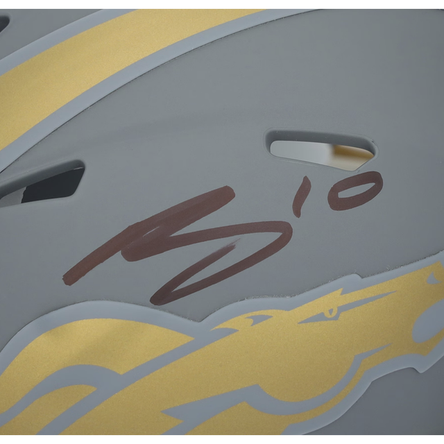 Bo Nix Autographed Denver Broncos Slate Speed Mini Helmet Fanatics