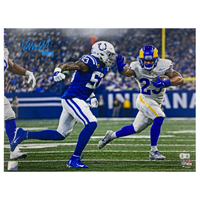 Kyren Williams Autographed (In Blue) Rams "Stiff Arm" 16" x 20" Photo Beckett