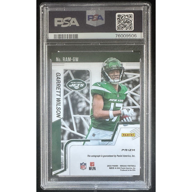 2022 Panini Mosaic - Rookie Autographs Mosaic Garrett Wilson New York Jets #RAM-GW PSA Good 2