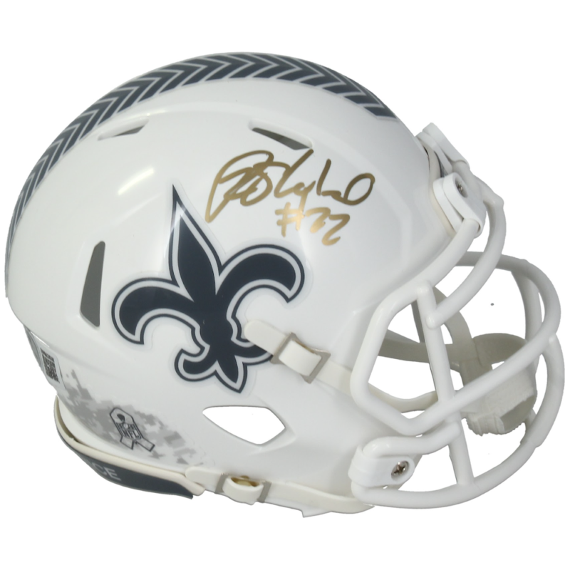 Rashid Shaheed Autographed (Gold) New Orleans Saints 2024 STS Mini Speed Helmet Beckett