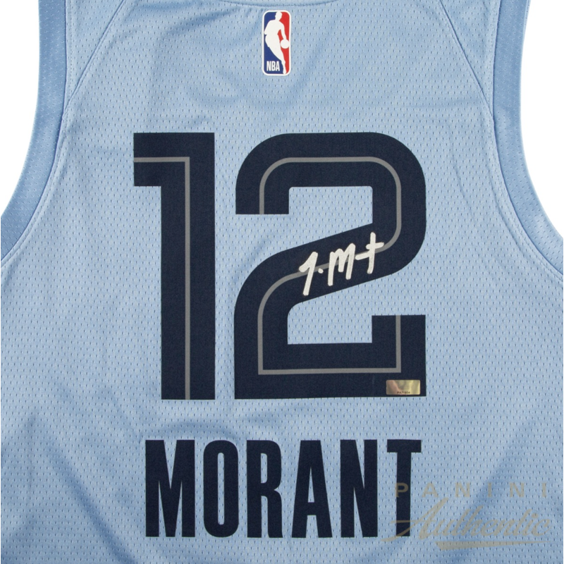 Ja Morant Autographed Memphis Grizzlies Jordan Brand Blue Nike Jersey Panini