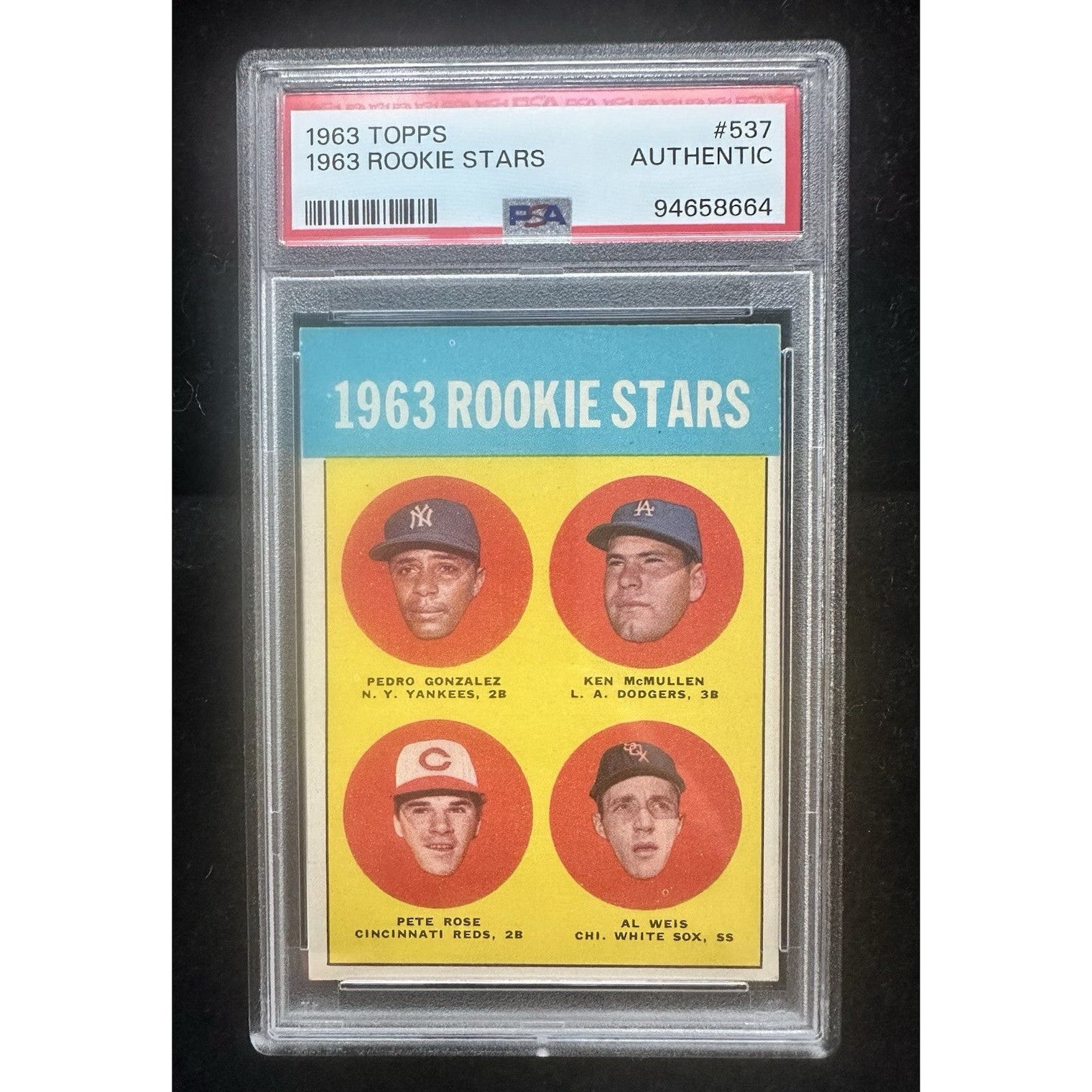 1963 TOPPS #537 1963 ROOKIE STARS ROOKIE RC PSA AUTHENTIC