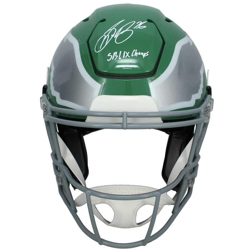 Saquon Barkley Autographed/Inscribed "SB LIX CHAMPS" Philadelphia Eagles Kelly Green Speedflex Authentic Helmet Beckett