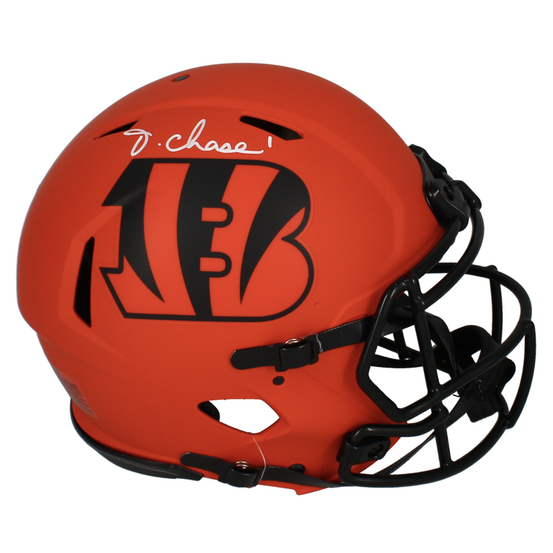 Ja'Marr Chase Autographed Bengals 'RAVE' Authentic Speed Helmet Beckett