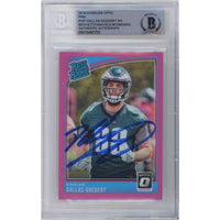 Dallas Goedert Autographed Philadelphia Eagles 2018 Donruss Optic Pink RC Card #197 Eagles BAS