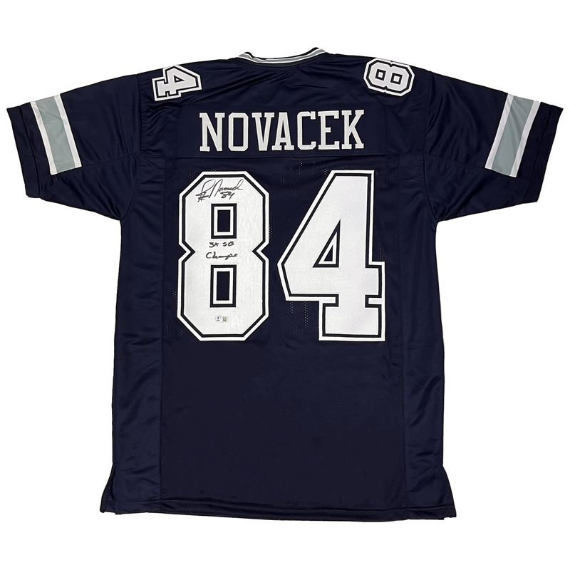 Jay Novacek of the Cowboys Autographed "3x SB Champ" Custom #84 Jersey Beckett