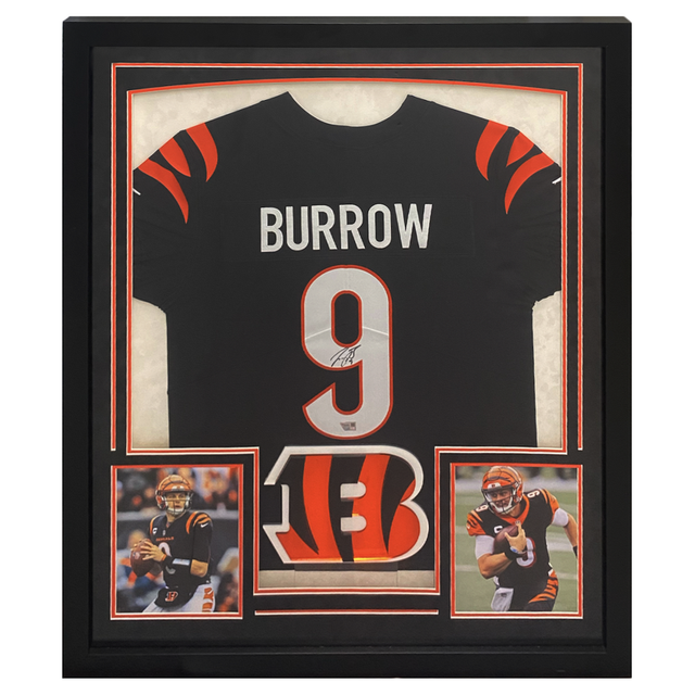 Joe Burrow Autographed Bengals Framed Black Nike Elite Authentic Jersey Fanatics