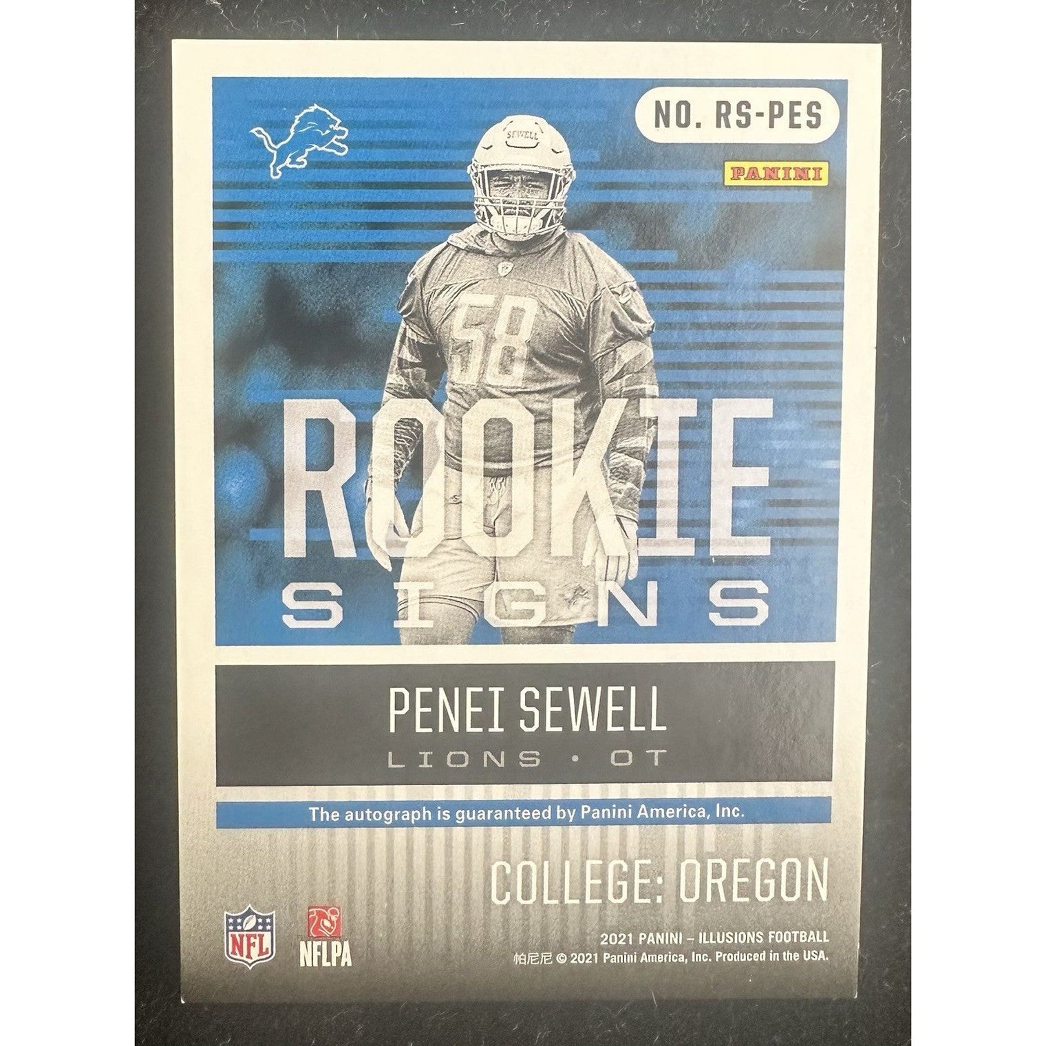 2021 Panini Illusions Penei Sewell Auto Rookie Signs RC Detroit Lions LE 10
